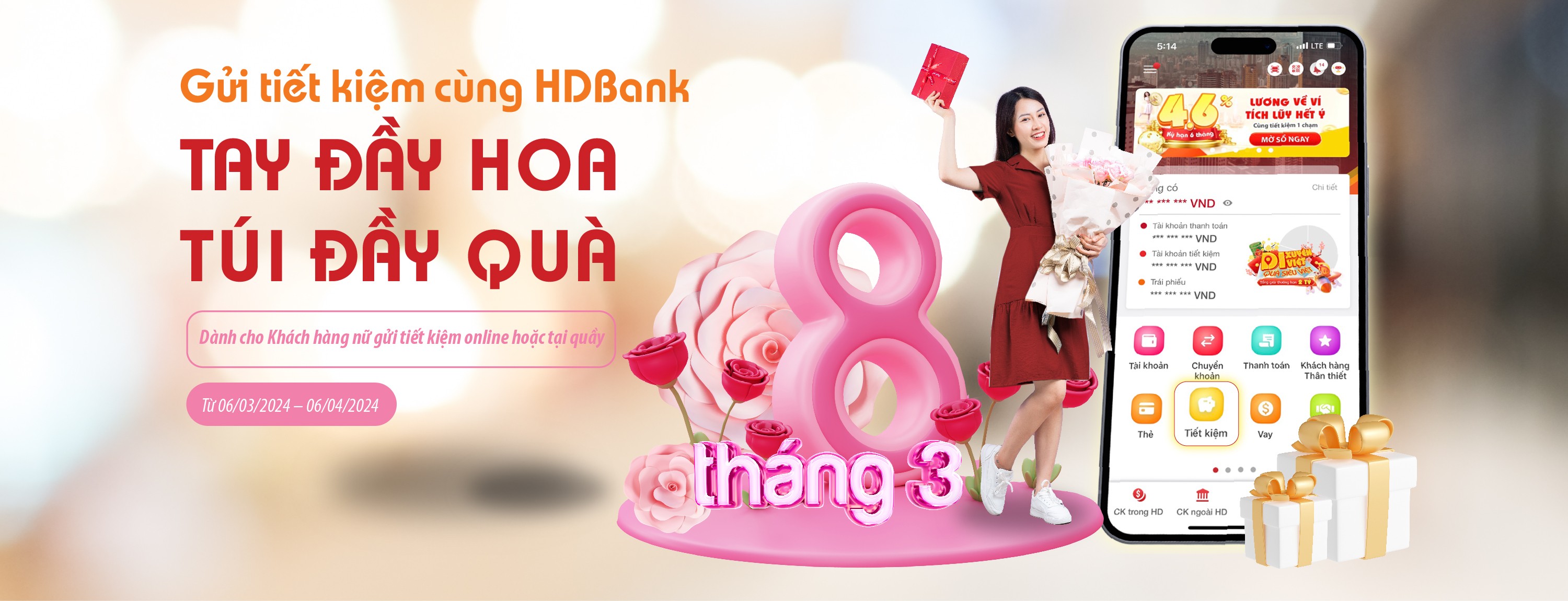 MỪNG 8/3, TAY ĐẦY HOA - TÚI ĐẦY QUÀ | HDBank