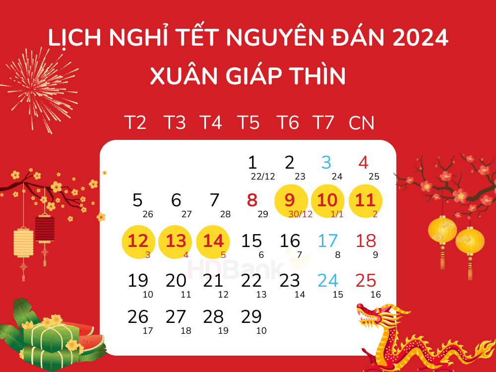 Lịch nghỉ Tết Nguyên Đán