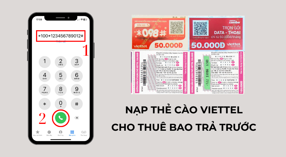 Cách nạp thẻ điện thoại Viettel, MobiFone, VinaPhone