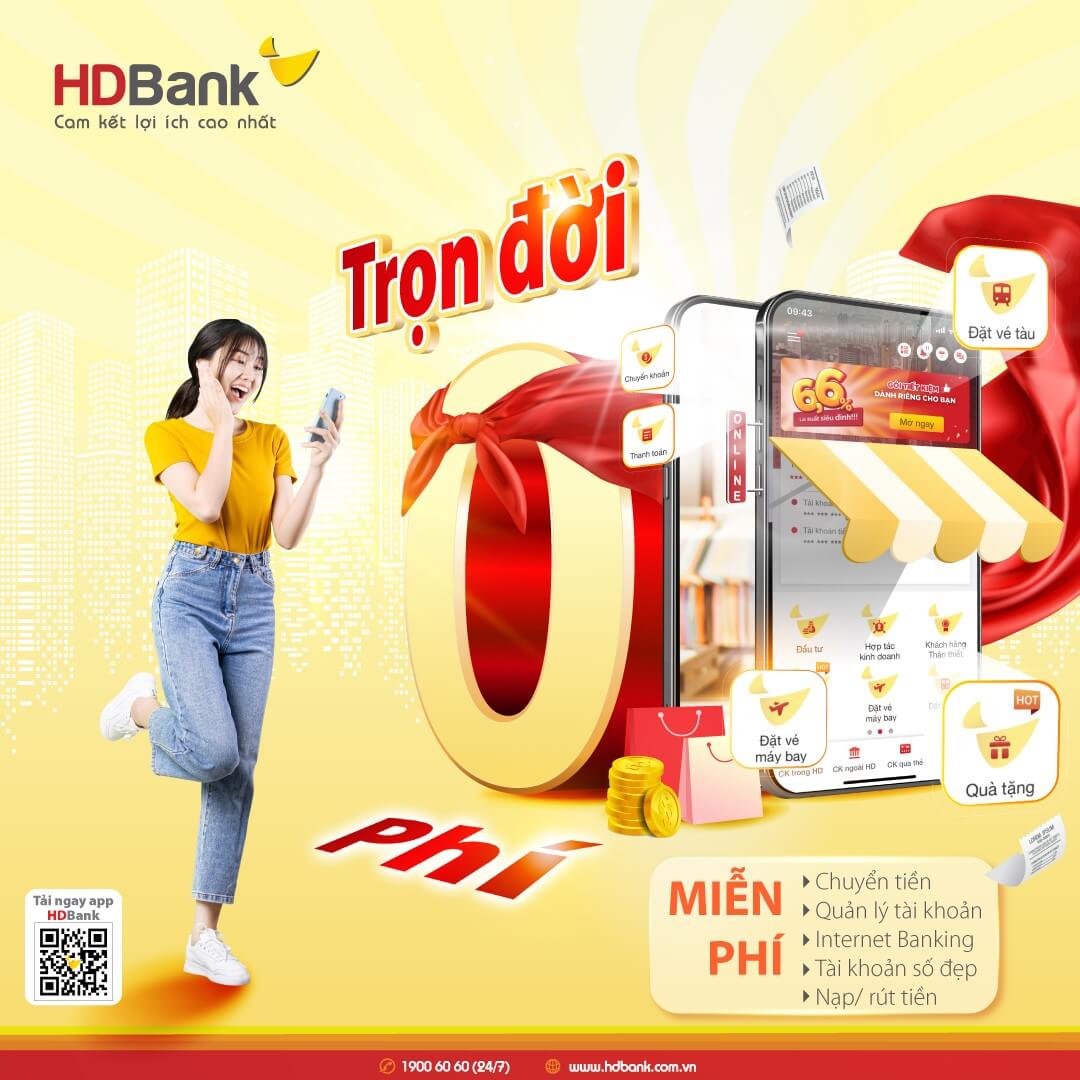 Miễn phí chuyển tiền cùng Ngân hàng số hạnh phúc HDBank